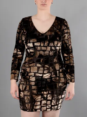 V Neck Marbled Print Dress