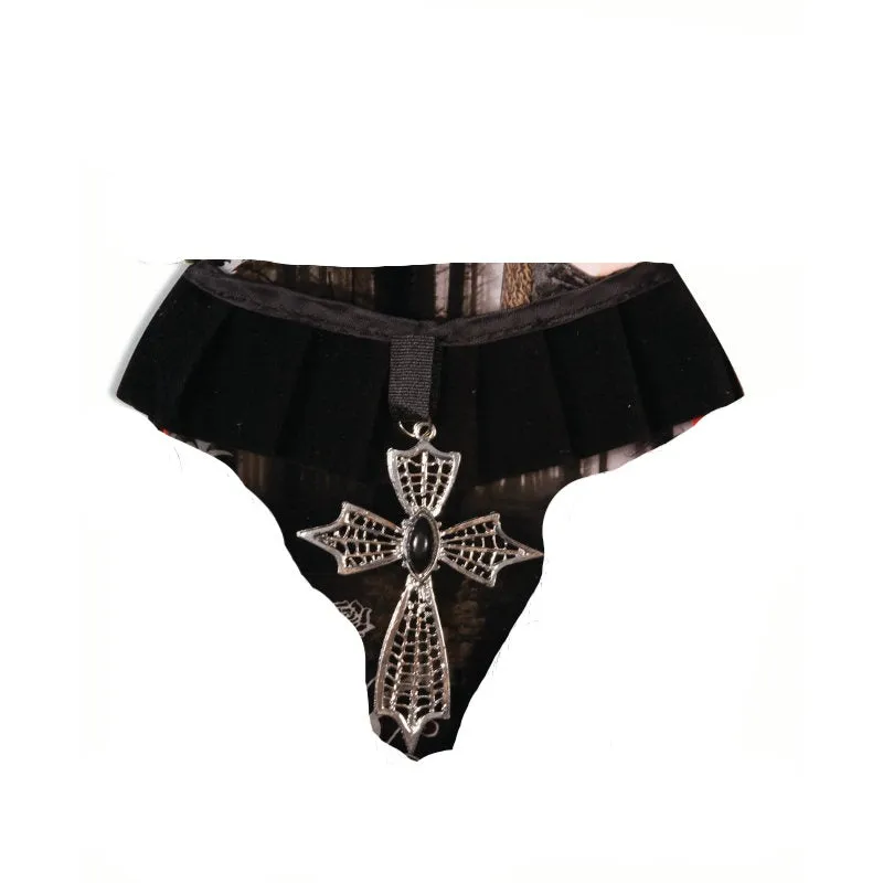 Vampire Velvet Cross Medallion Choker