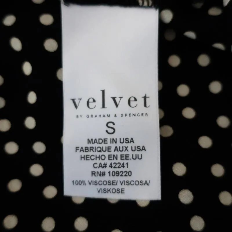 Velvet by Graham & Spencer Dress Delores Black/Cream Polka Dot Print Size Small