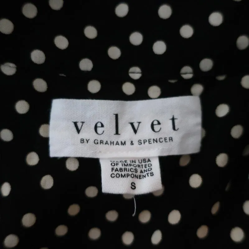 Velvet by Graham & Spencer Dress Delores Black/Cream Polka Dot Print Size Small