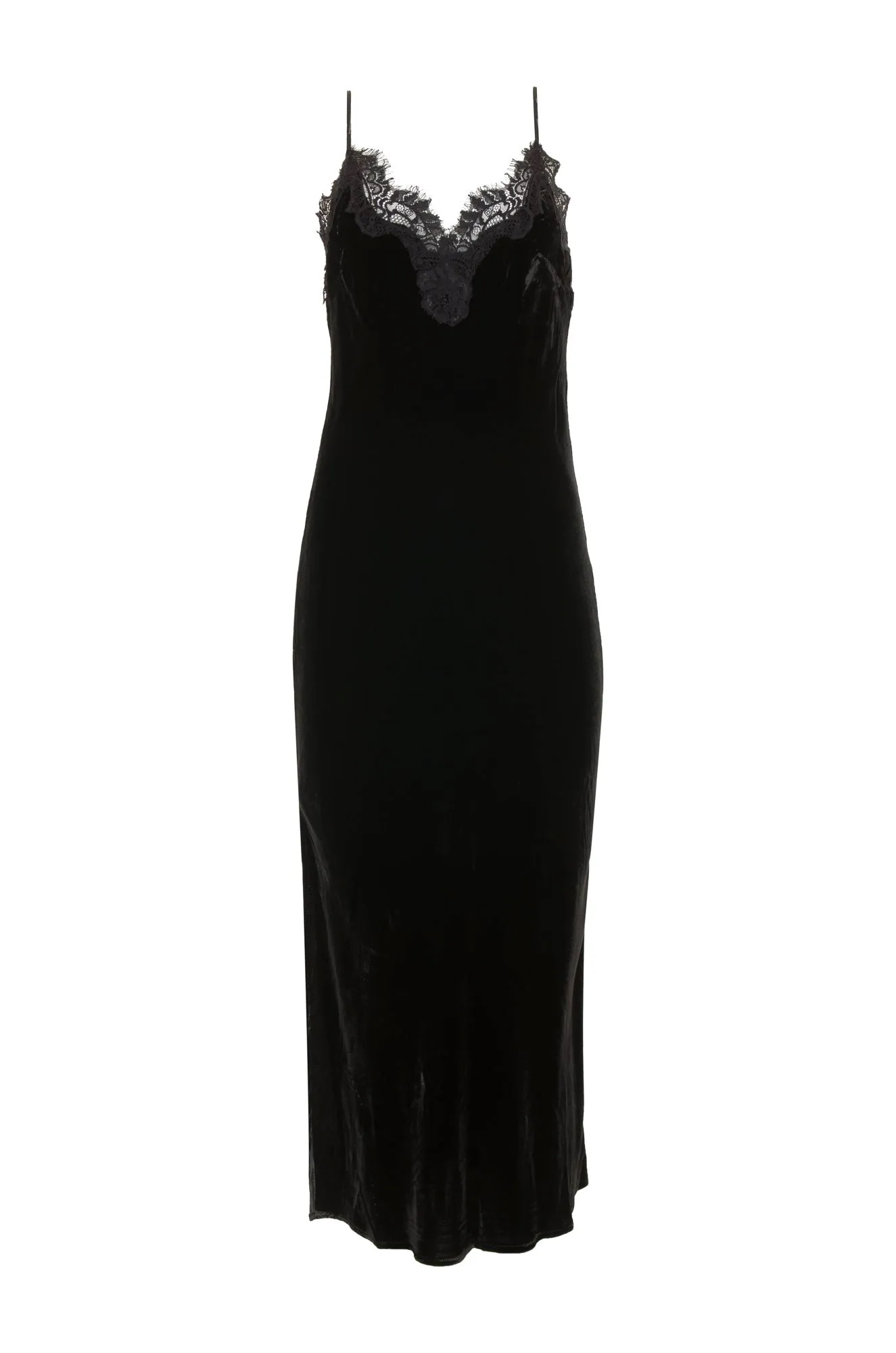 Velvet Coco Lace Long Slip Dress Black