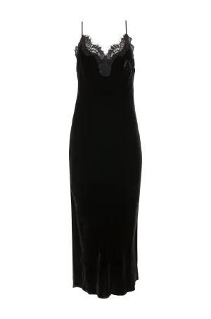 Velvet Coco Lace Long Slip Dress Black