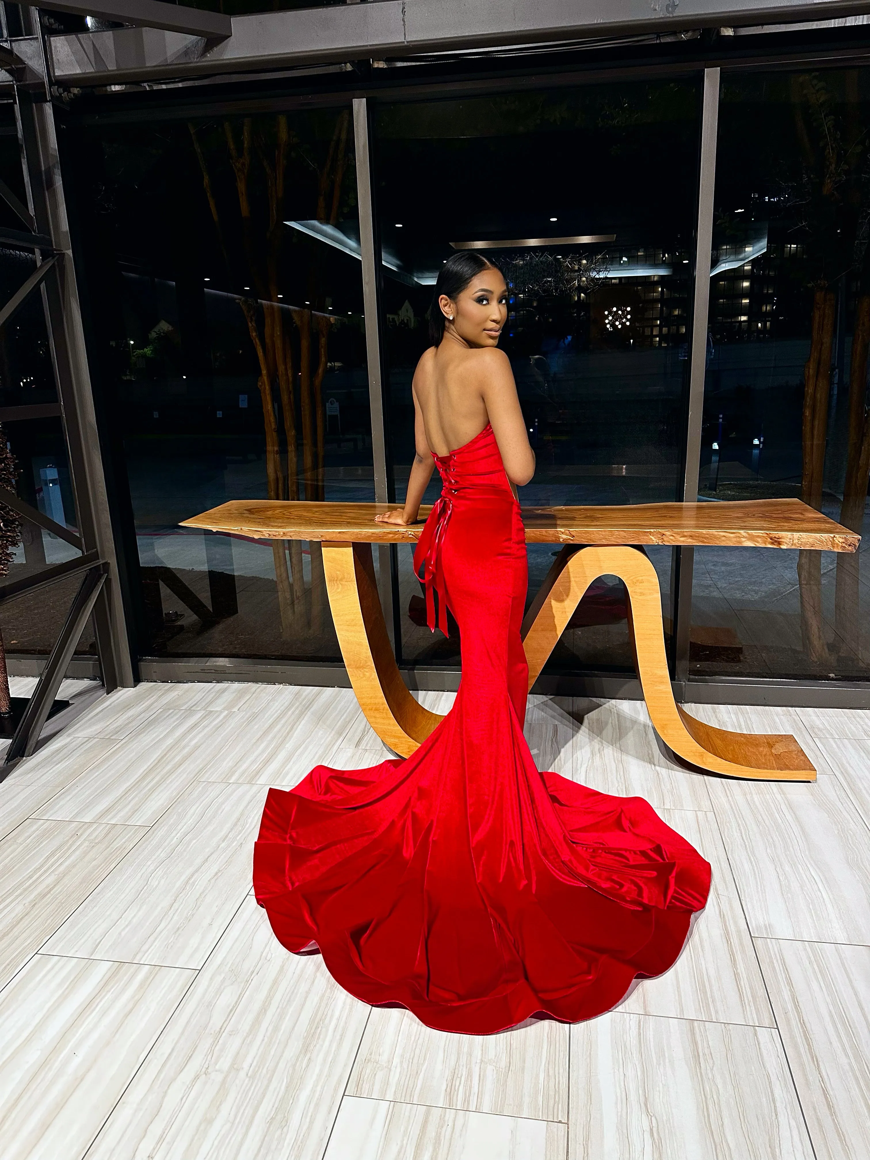 Velvet Crystal Corst Mermaid Gown