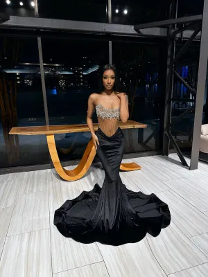 Velvet Crystal Corst Mermaid Gown