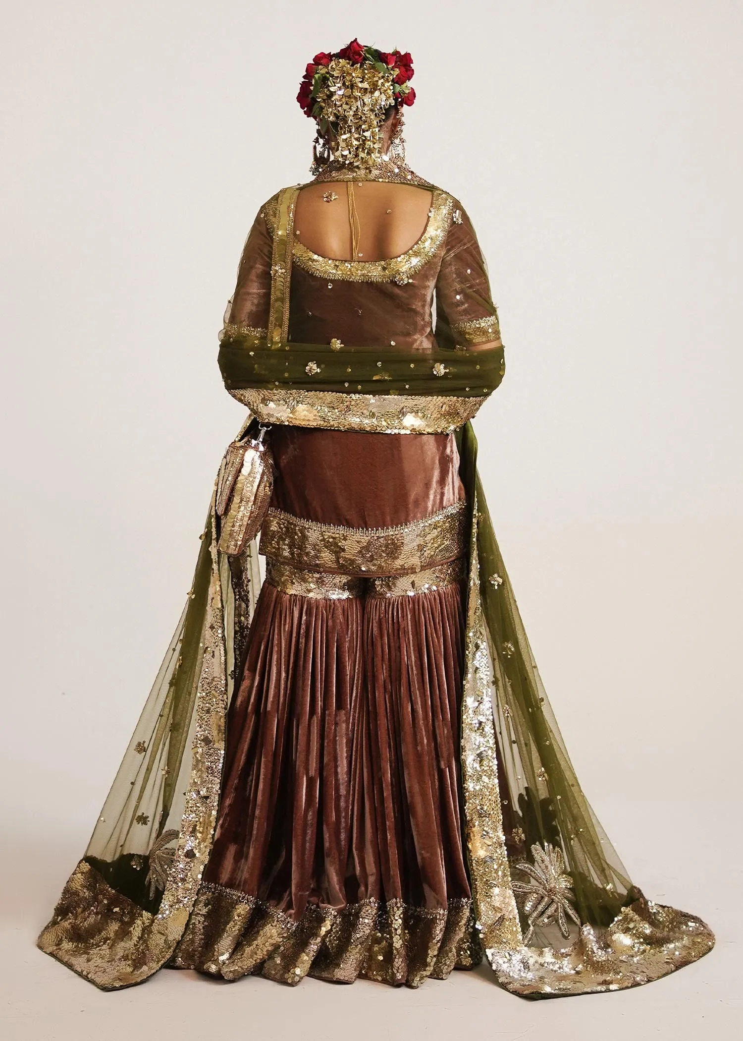 Velvet Gharara Kameez and Net Dupatta Wedding Dress