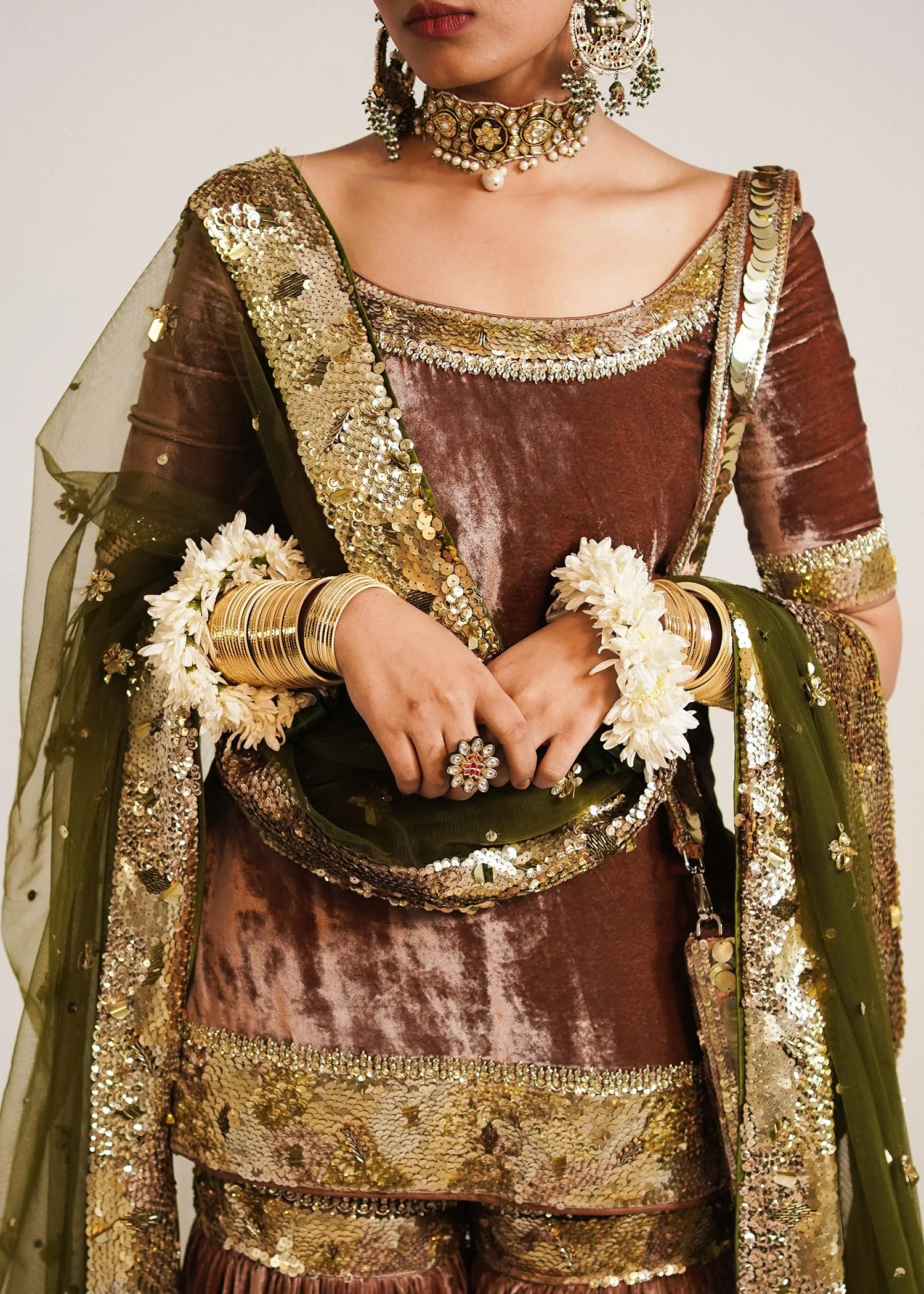 Velvet Gharara Kameez and Net Dupatta Wedding Dress