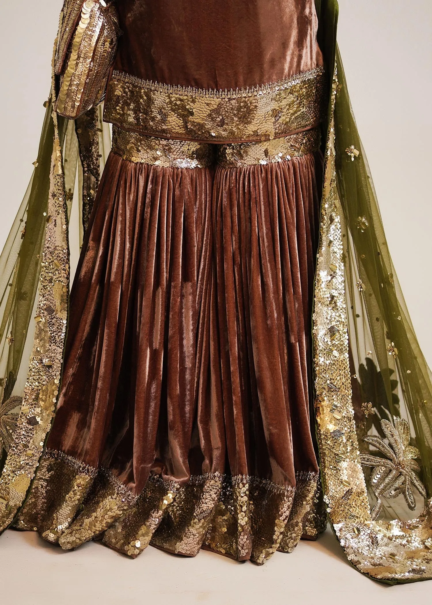 Velvet Gharara Kameez and Net Dupatta Wedding Dress