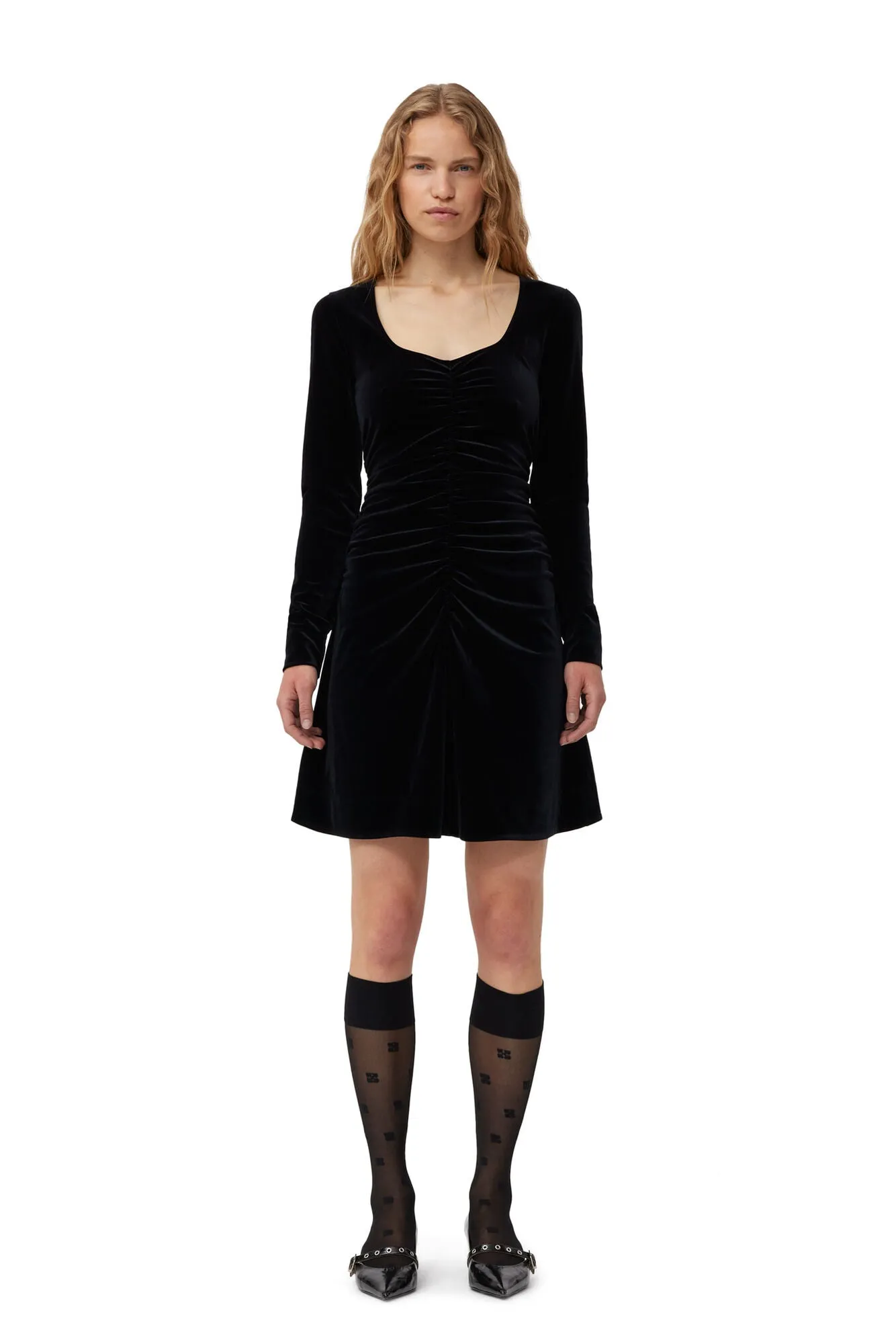 Velvet Jersey Mini Dress | Black