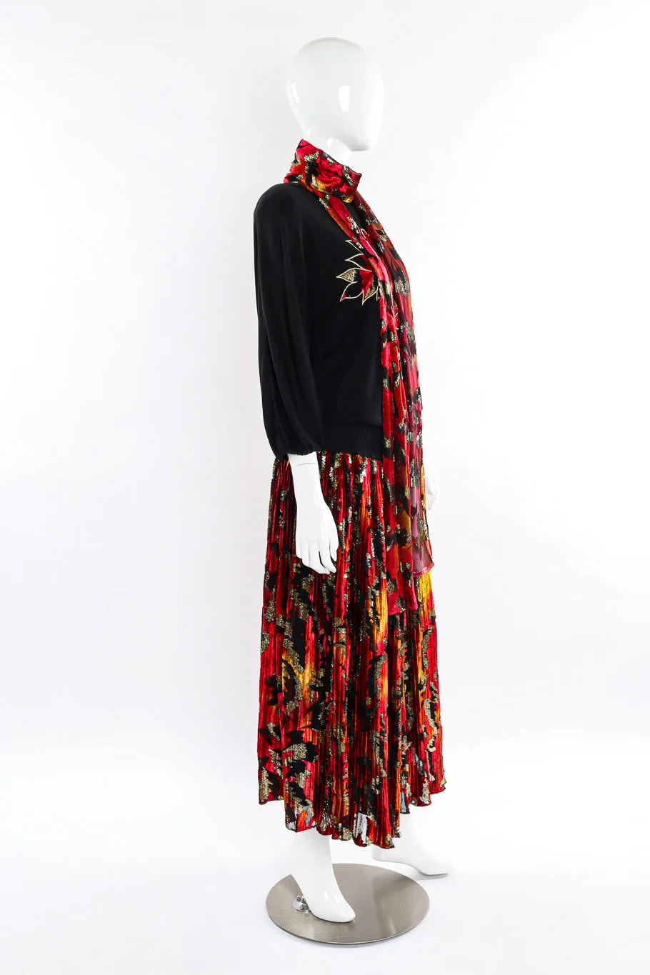 Velvet Lamé Dress and Scarf