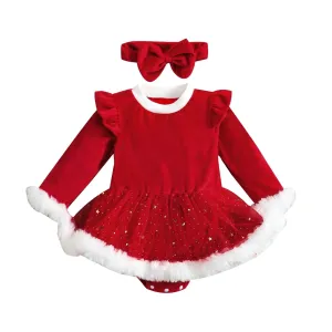 Velvet Ruffle Santa's Dress