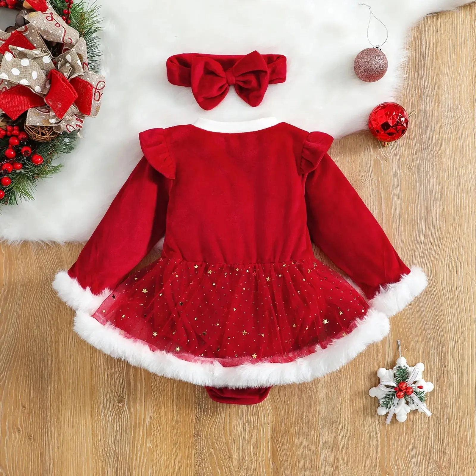 Velvet Ruffle Santa's Dress