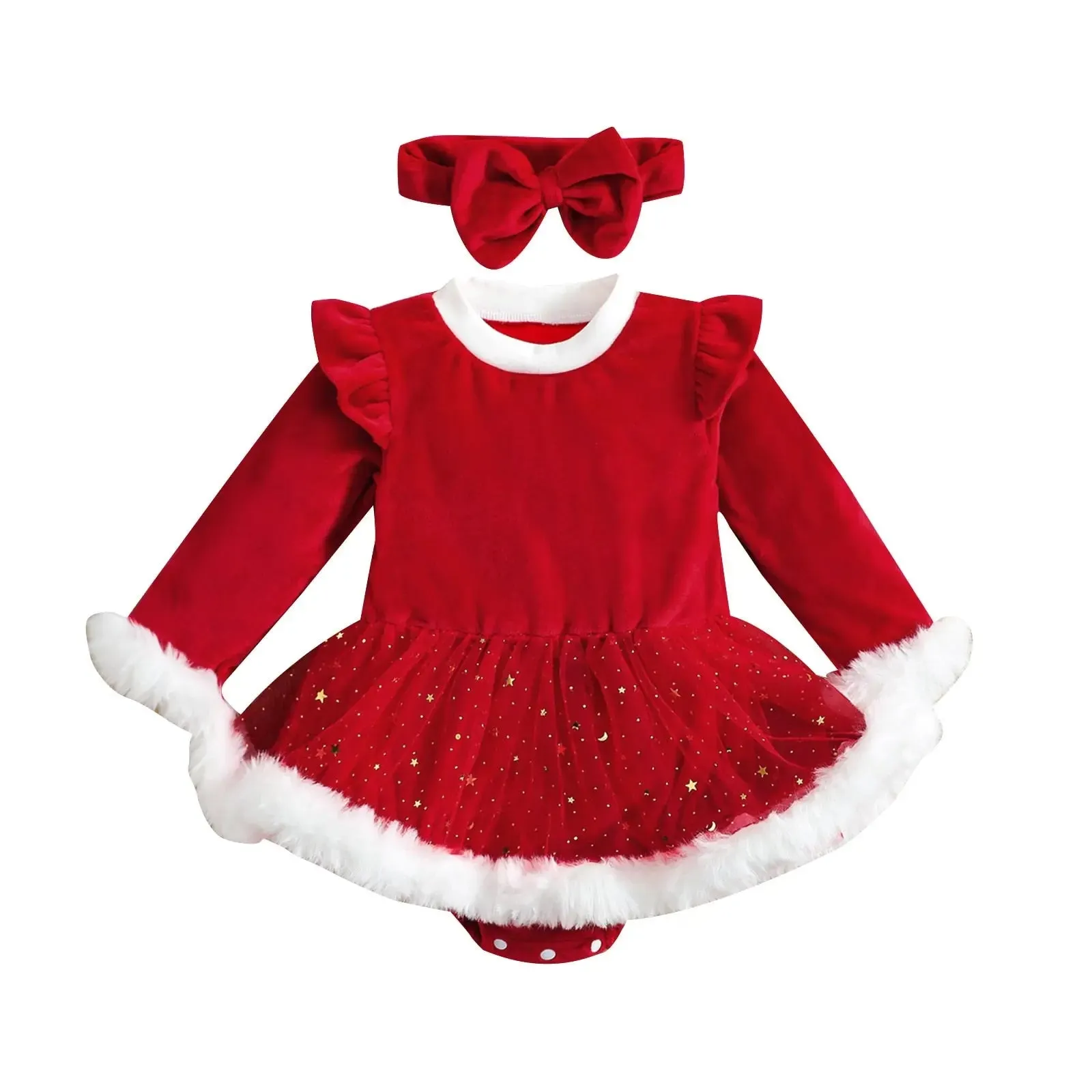 Velvet Ruffle Santa's Dress