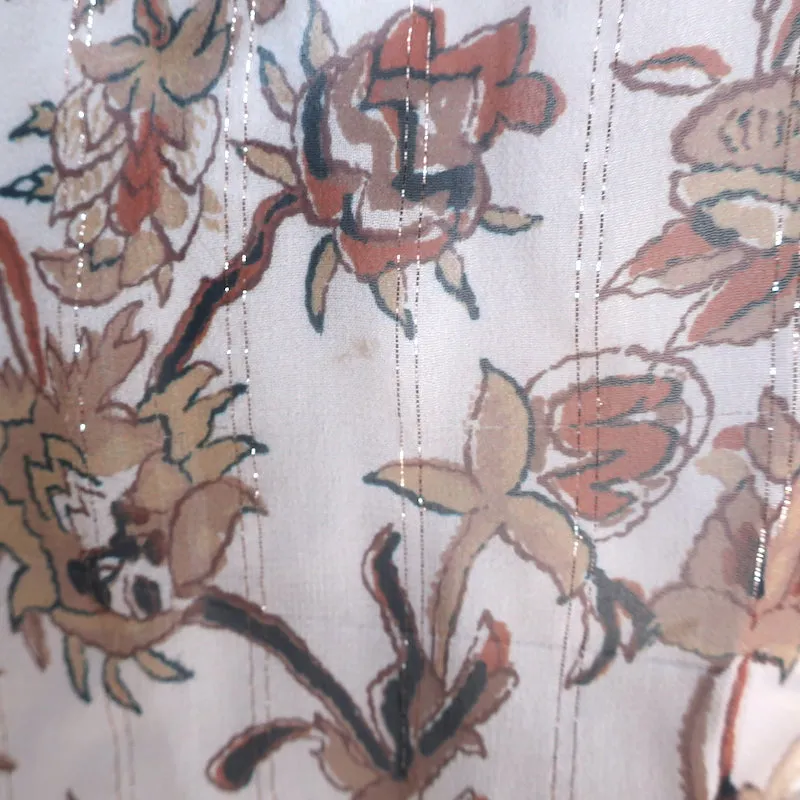 Veronica Beard Blouse Zanita Floral Print Ruffed Chiffon Size 4 Long Sleeve Top