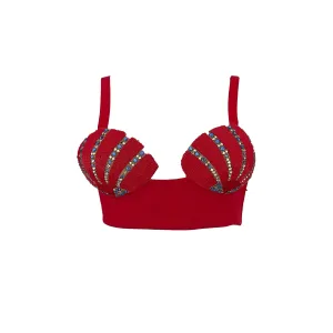 Versace Red Beaded Bra Top