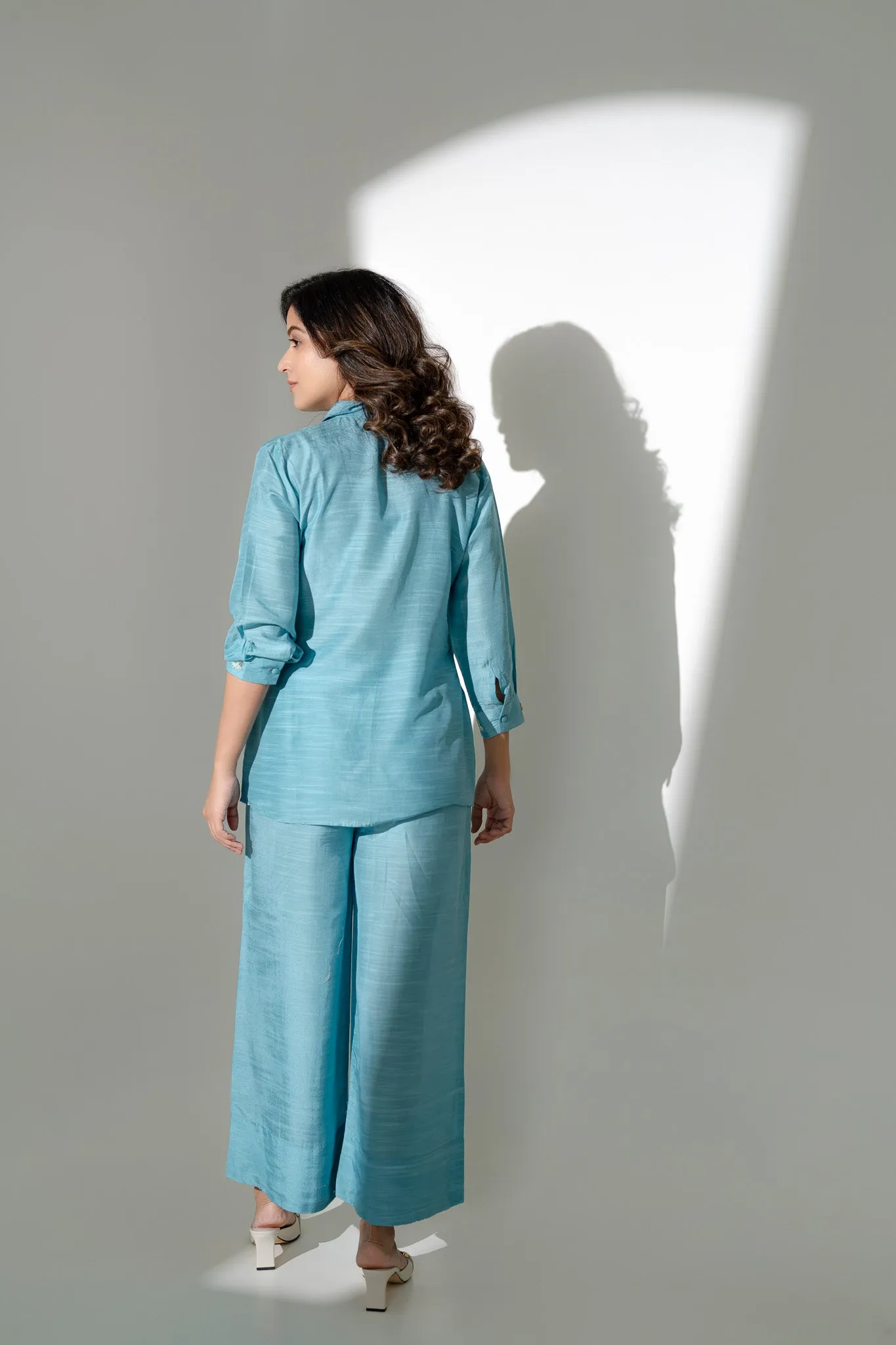 Vibrant Blue Co-ord with Hand Embroidery