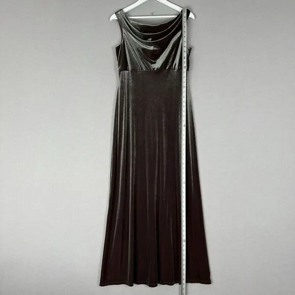 Vintage Cachet Womens Dress 14 Green Velvet Metallic Gown Y2K Prom Wedding Guest