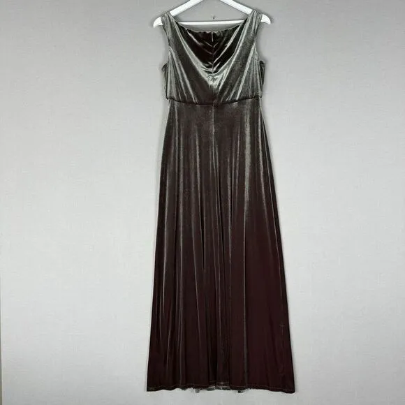 Vintage Cachet Womens Dress 14 Green Velvet Metallic Gown Y2K Prom Wedding Guest