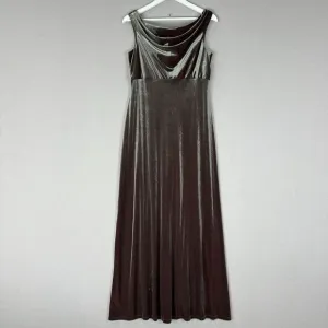 Vintage Cachet Womens Dress 14 Green Velvet Metallic Gown Y2K Prom Wedding Guest