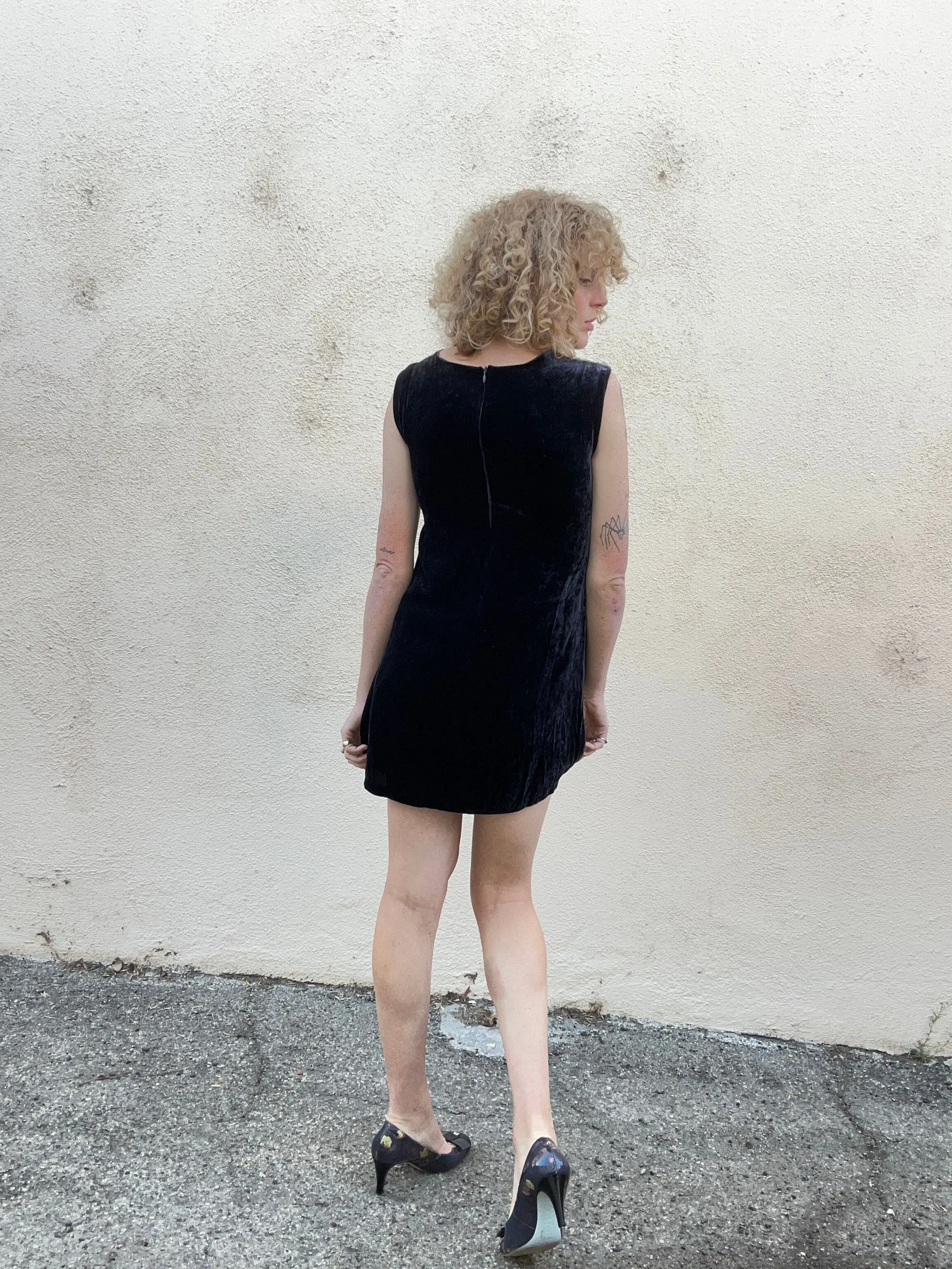 Vintage Junior Gaultier Blue Velvet Silver Chain Dress