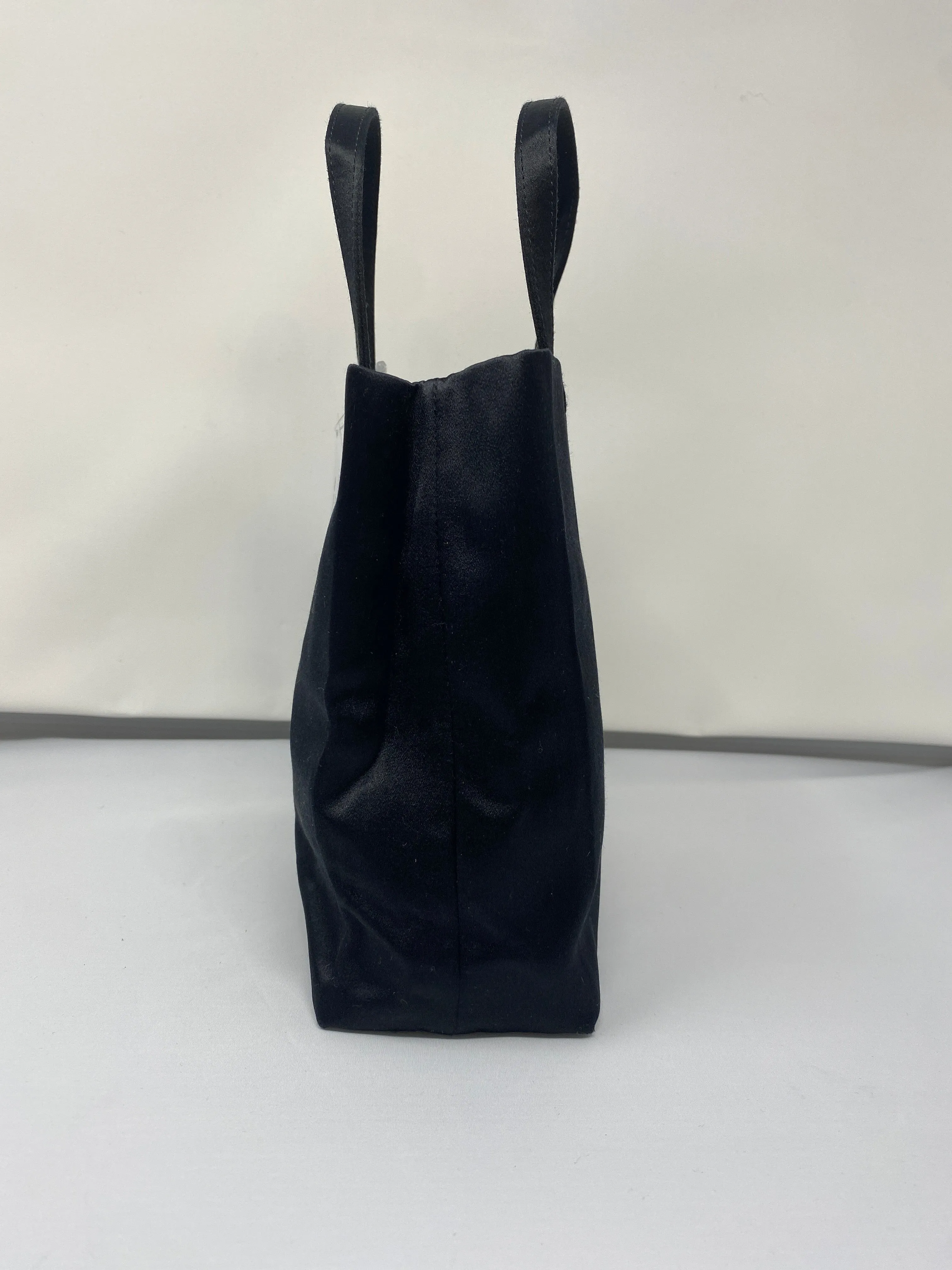 VINTAGE: PRADA Black Satin Top Handle Evenine Bag