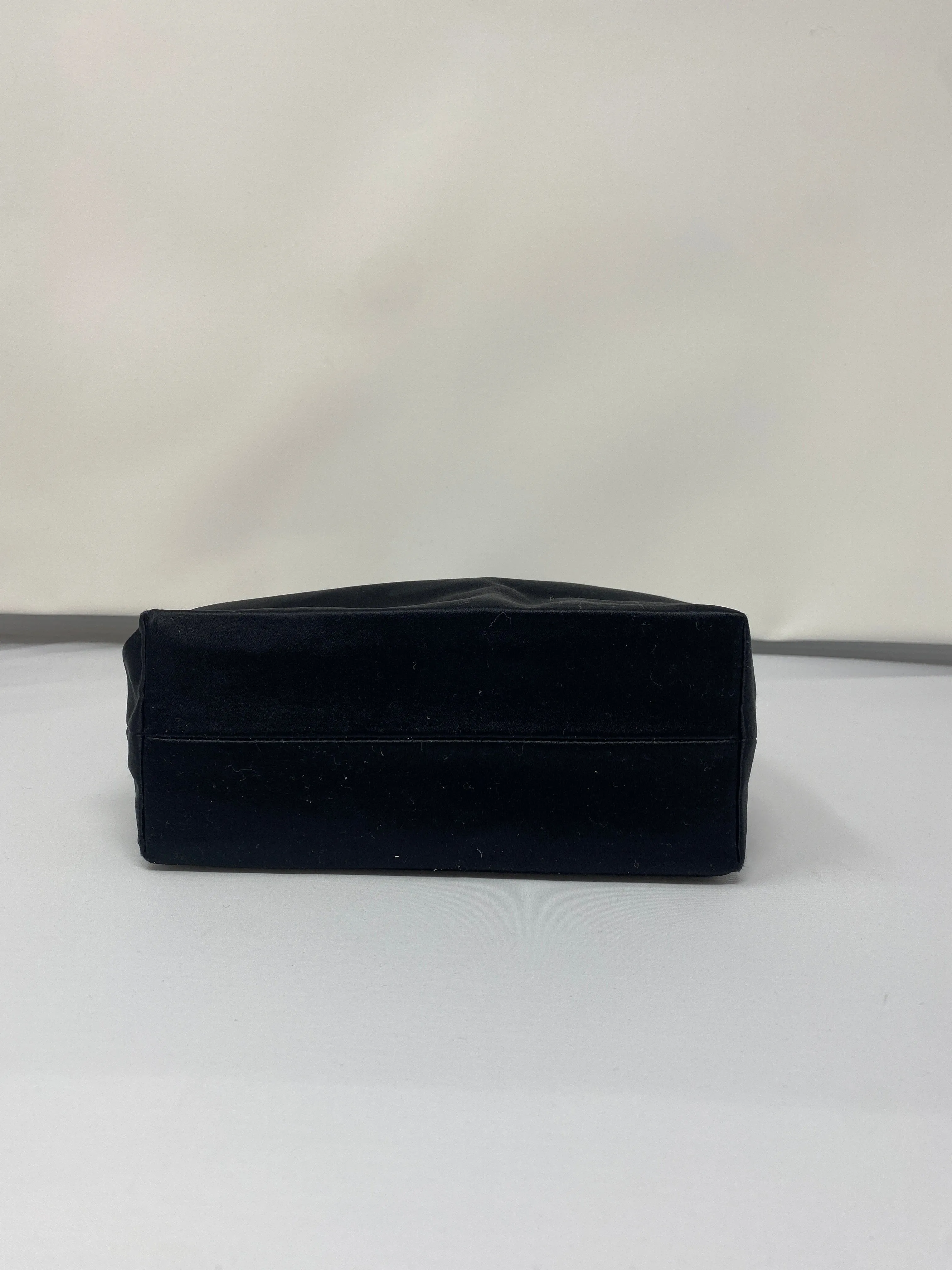 VINTAGE: PRADA Black Satin Top Handle Evenine Bag