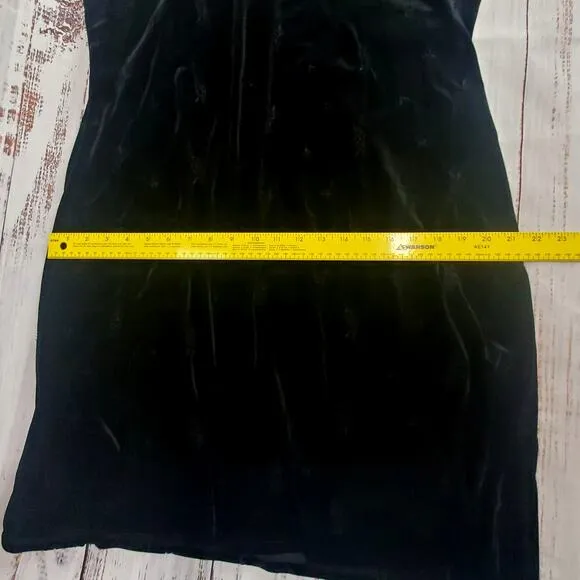 Vtg Molly Malloy 16 Black Crushed Velvet Dress Whimsigoth Subtle Floral Embossed