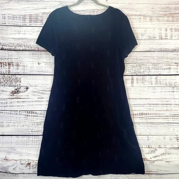 Vtg Molly Malloy 16 Black Crushed Velvet Dress Whimsigoth Subtle Floral Embossed
