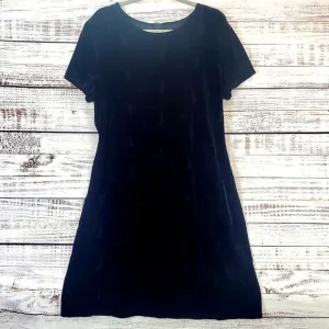 Vtg Molly Malloy 16 Black Crushed Velvet Dress Whimsigoth Subtle Floral Embossed