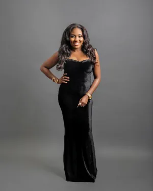 Wave Tube Velvet Black Dress