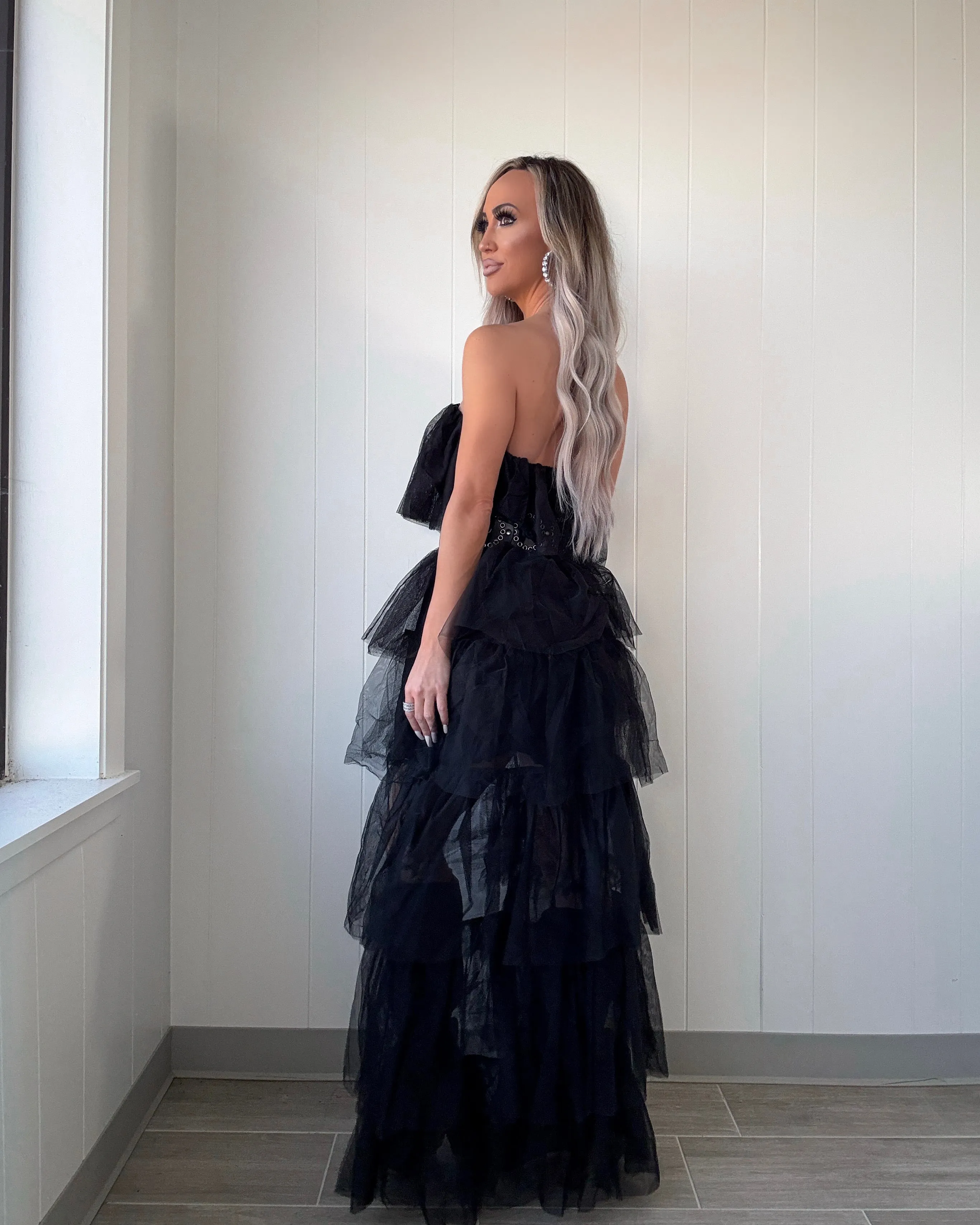 Western Belle High Low Tulle Dress - Black