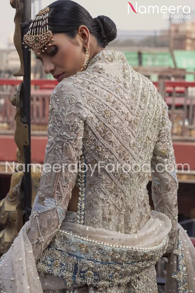 White Pakistani Gown for Bridal Wedding Wear #BN174