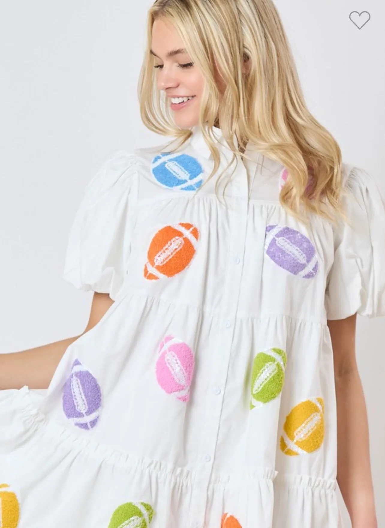 White Poplin Sequin Football Dress
