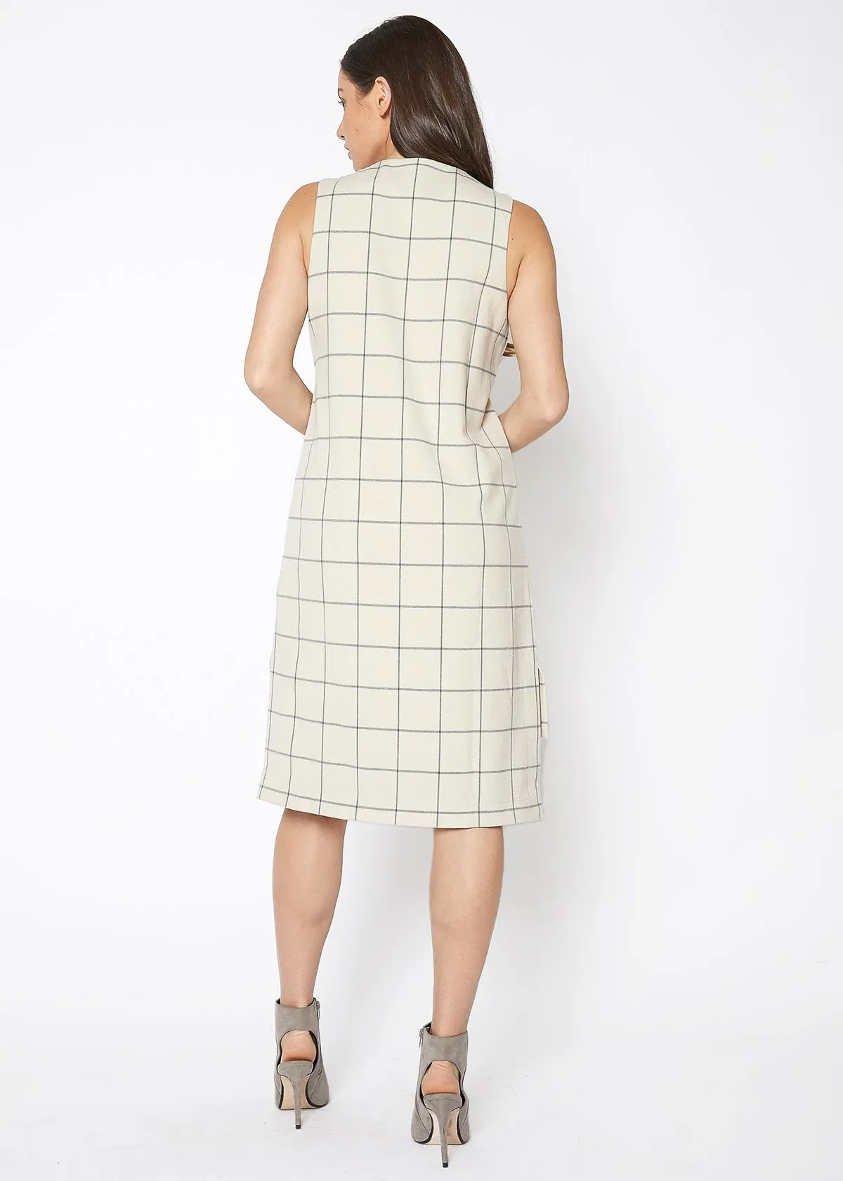 Window Pane Plaid High Low Sleeveless Dress