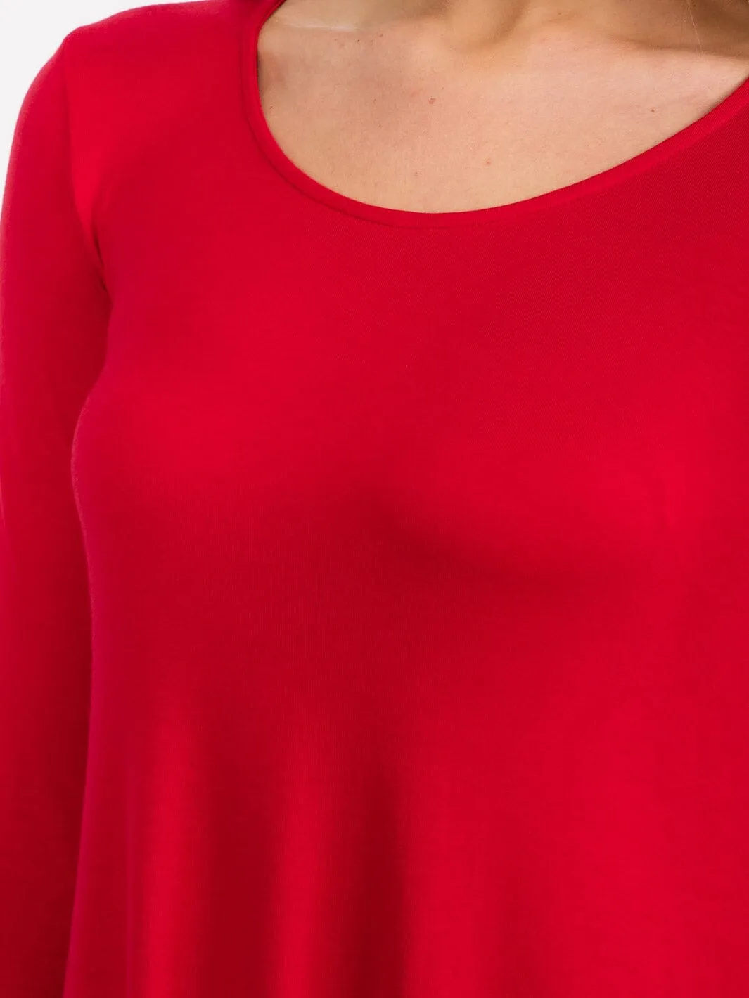 WOMEN'S 3/4 SLEEVE TUNIC RUFFLE BOTTOM HEM HIGH LOW MIDI DRESS