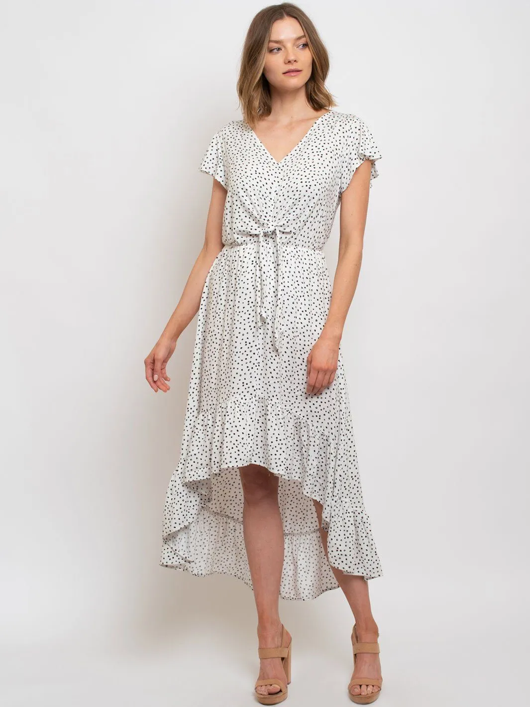 WOMEN'S DALMATIAN PRINT HIGH LOW DRESS
