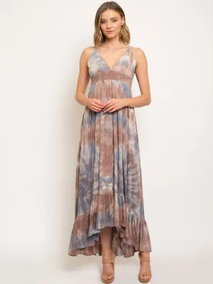 WOMEN'S HIGH-LOW TIE DYE MAX DRESS
