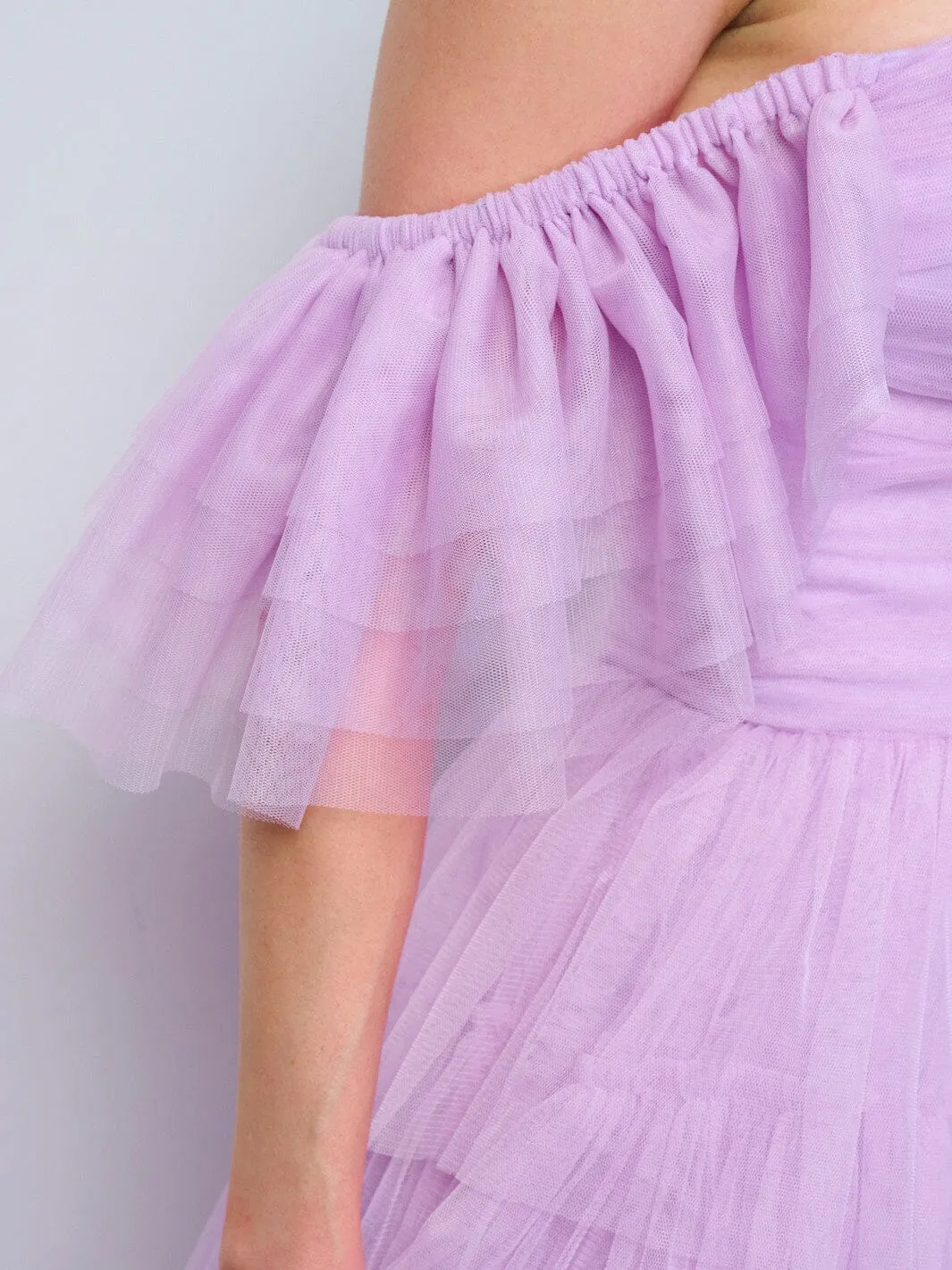 WOMEN'S OFF SHOULDER SMOCK TIERED RUFFLE HIGH-LOW MINI DRESS