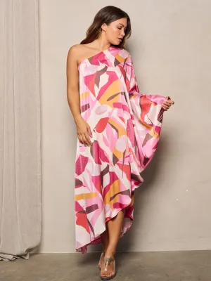 WOMEN'S ONE SHOULDER MULTI HIGH-LOW MAXI DRESS