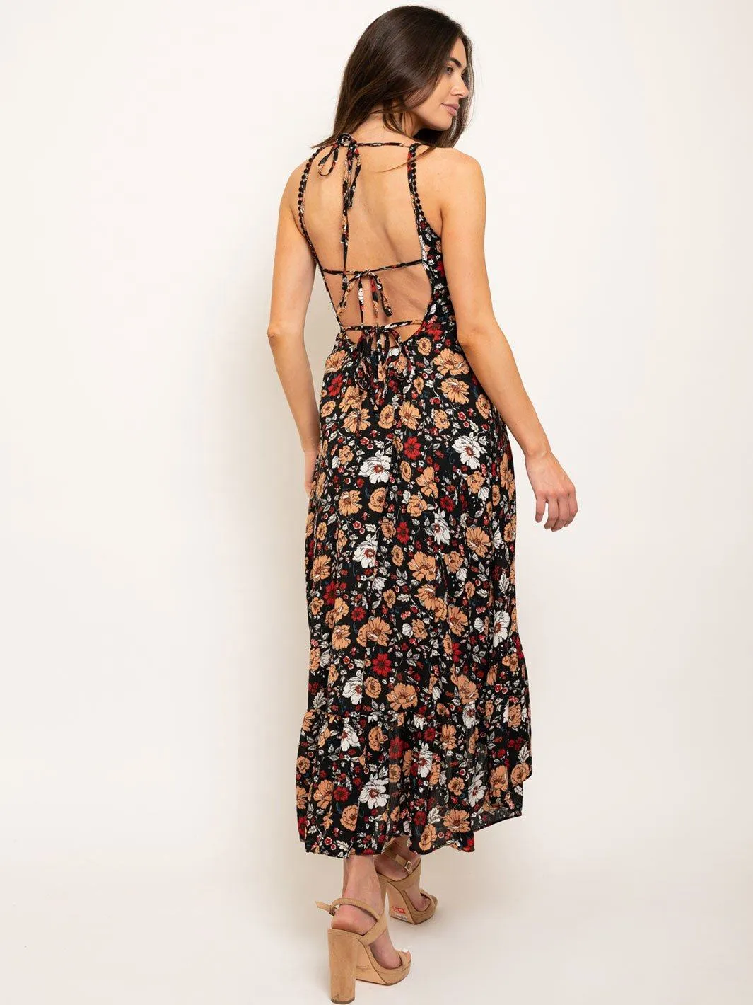 WOMEN'S OPEN BACK FLORAL DRESS