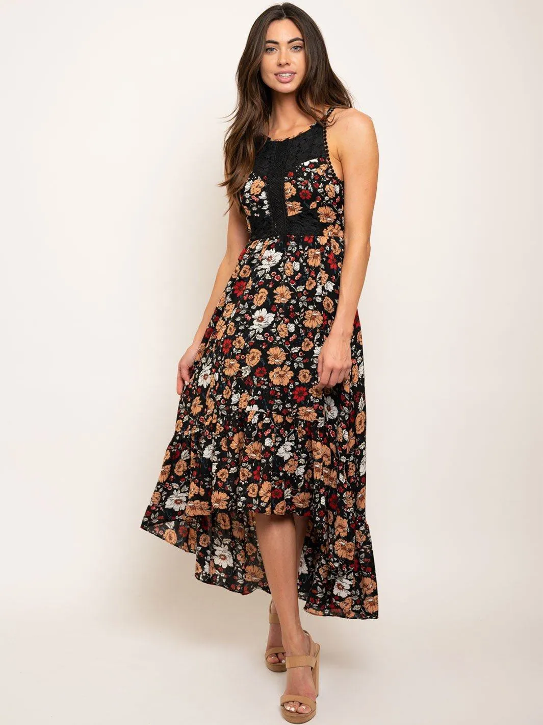 WOMEN'S OPEN BACK FLORAL DRESS