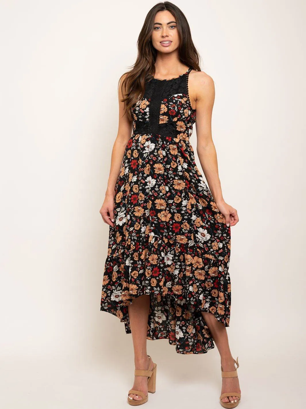 WOMEN'S OPEN BACK FLORAL DRESS
