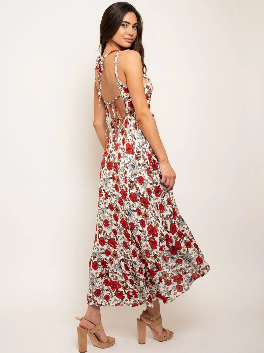 WOMEN'S OPEN BACK FLORAL DRESS