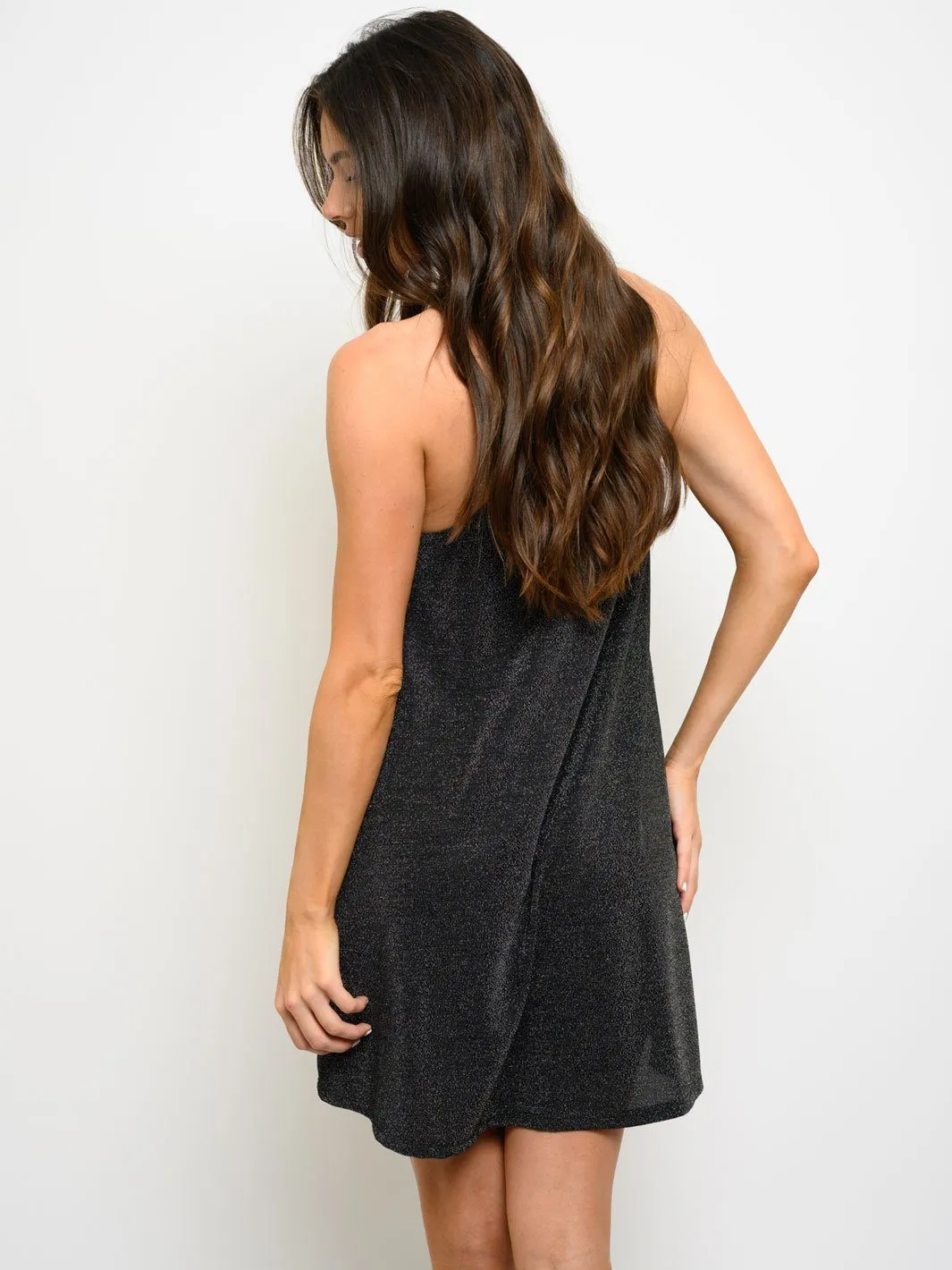 WOMEN'S STRAPLESS SHIMMER MINI DRESS
