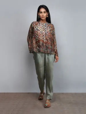 Yavi   I   Silk Printed Top With Solid Pant