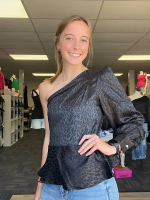 You’re The One Black Leopard One Shoulder Top